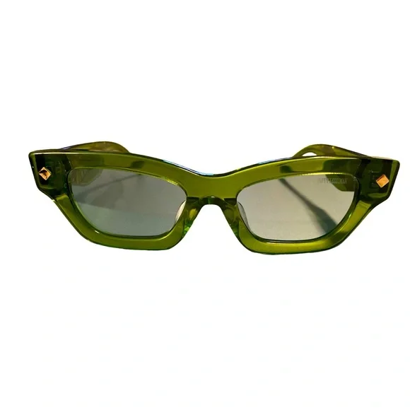 New Poppy Lissiman Ren Green Women\'s Rectangular Sunglasses Rossi Speedway - Grass Green – Poppy Lissiman main image 4